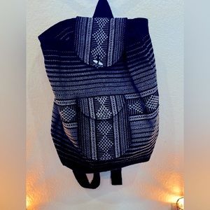 Black/White lightweight drawstring backpack.